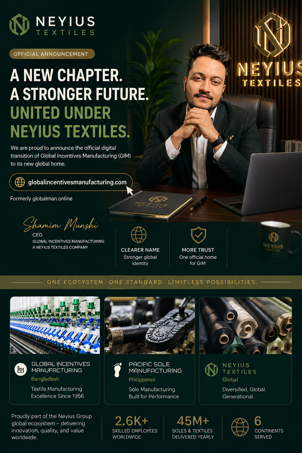 Neyius Textiles Announces the Official Launch of GlobalIncentivesManufacturing.com